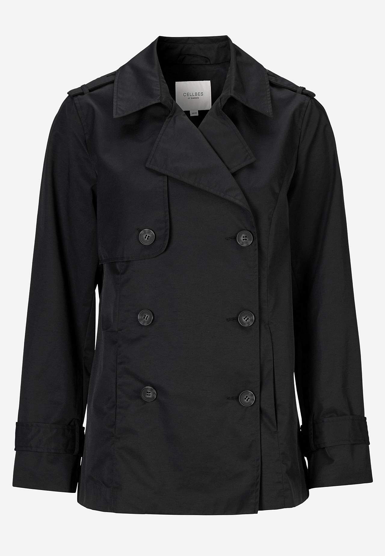 Dobbelbryst, kort trenchcoat