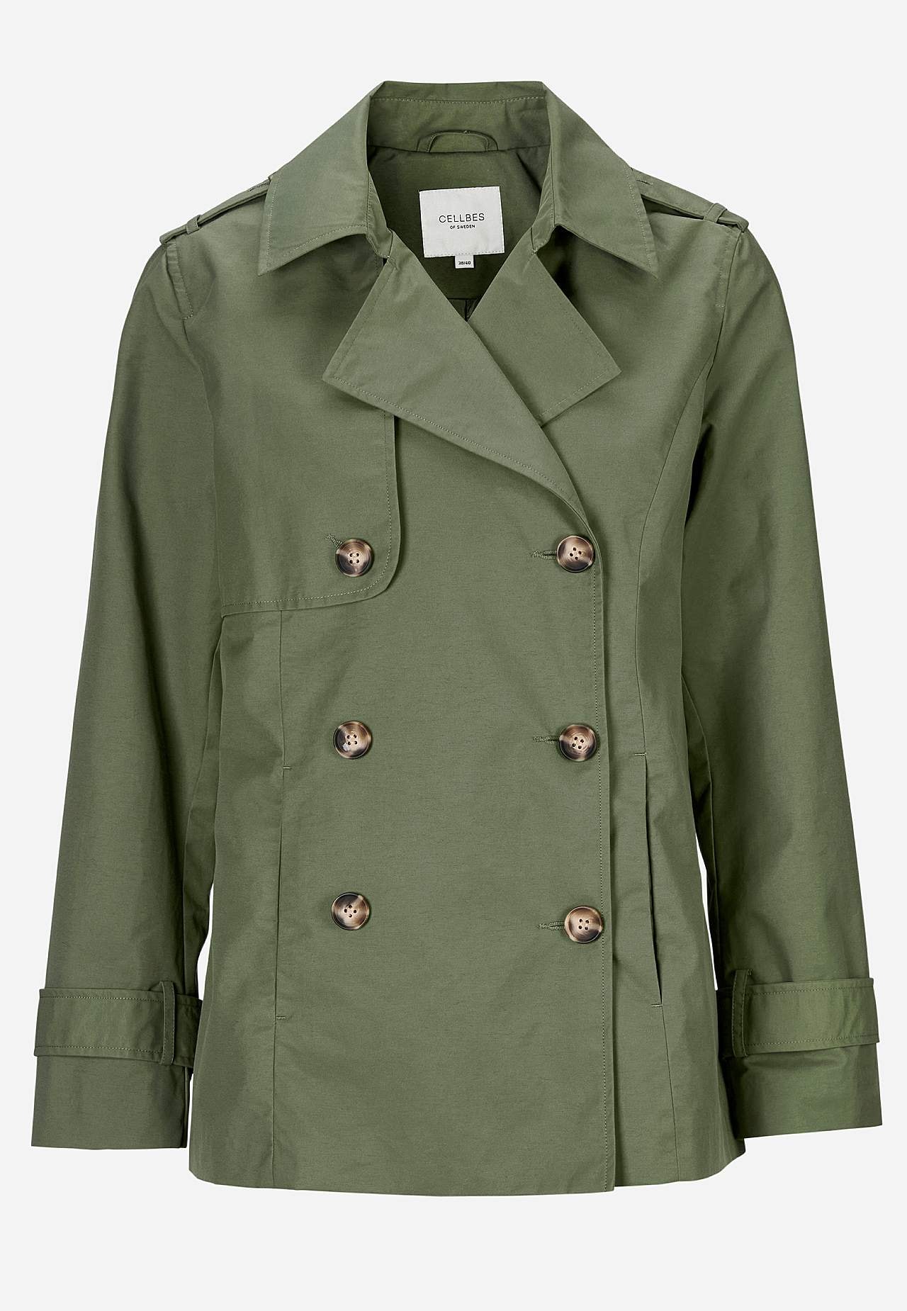 Dobbelbryst, kort trenchcoat