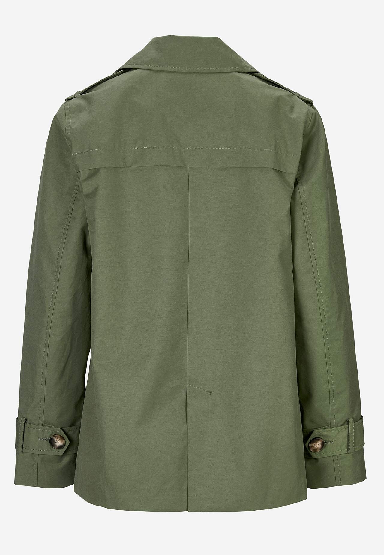 Dobbelbryst, kort trenchcoat