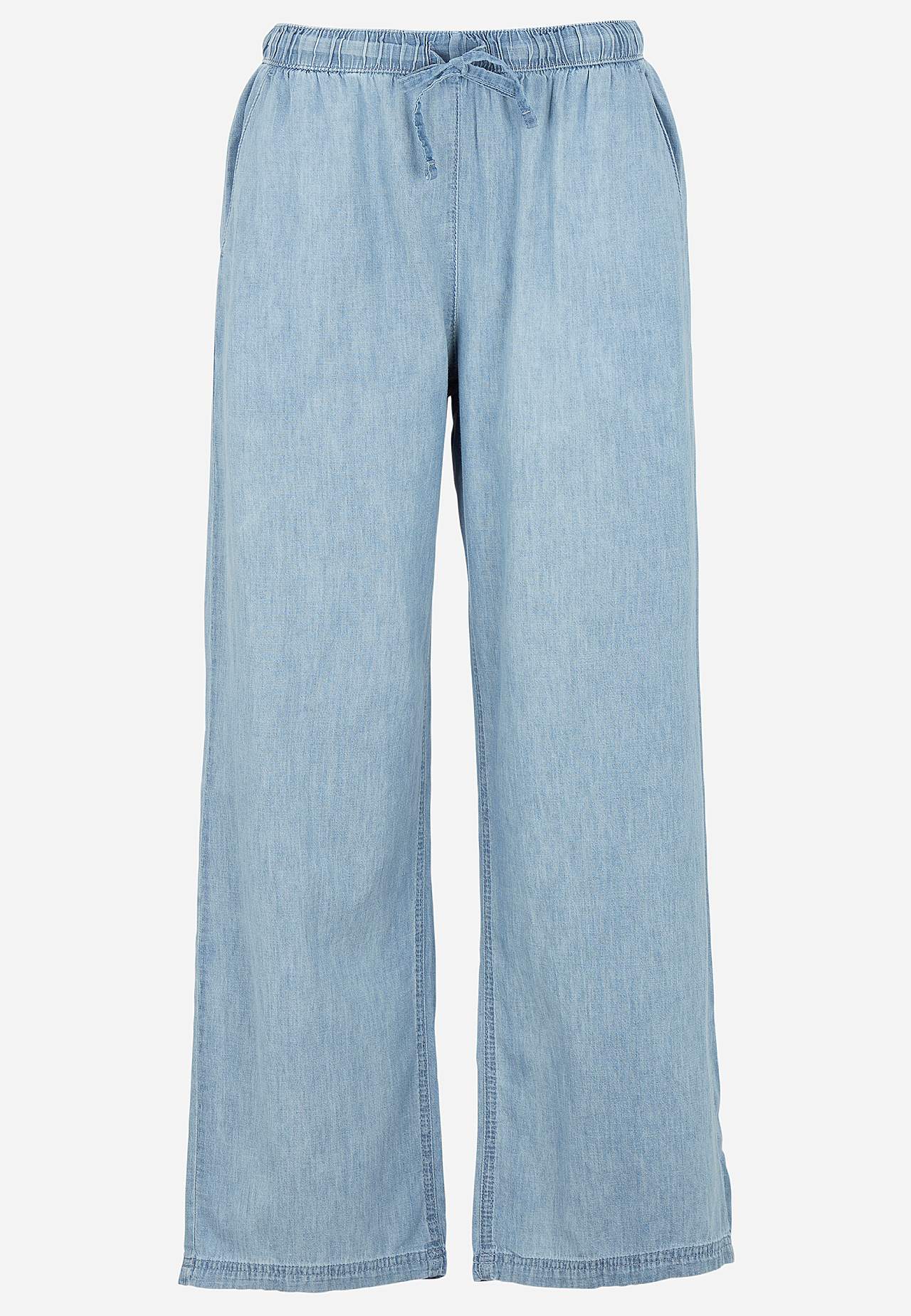 Bukse i denim med vide ben