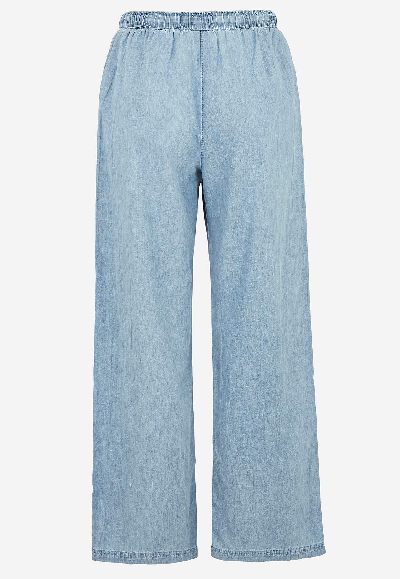 Bukse i denim med vide ben