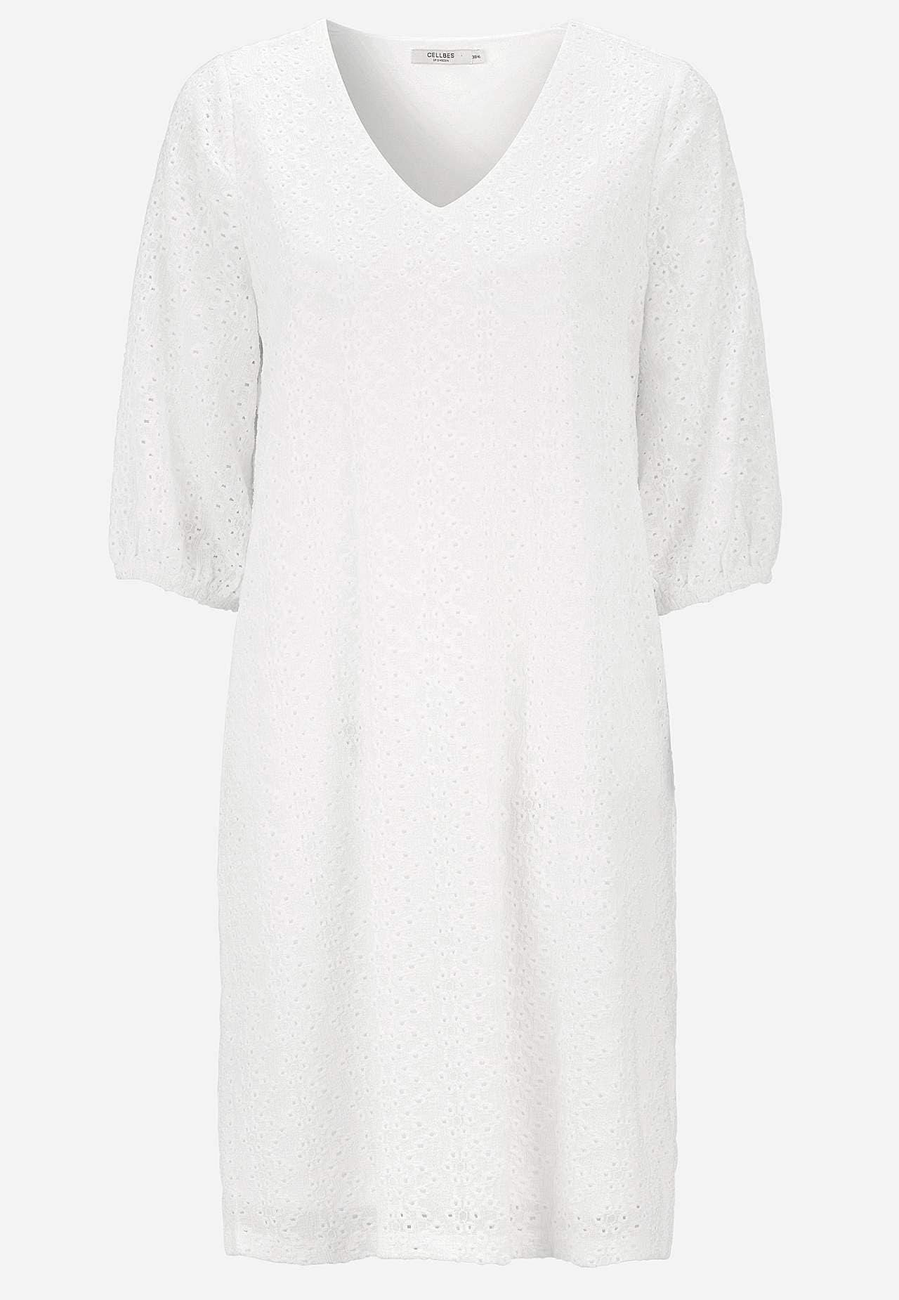 Jersey-kjole med hullbroderi