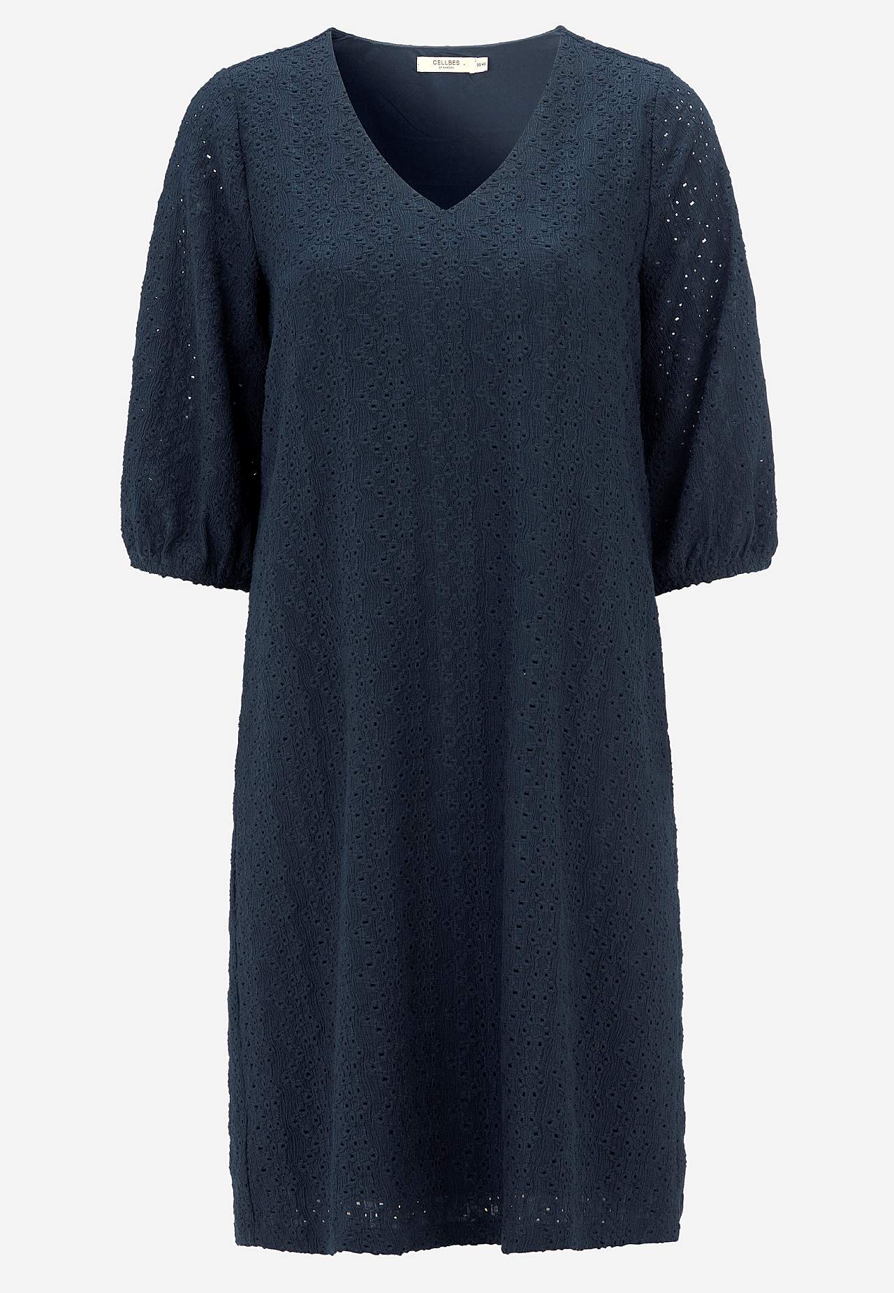 Jersey-kjole med hullbroderi