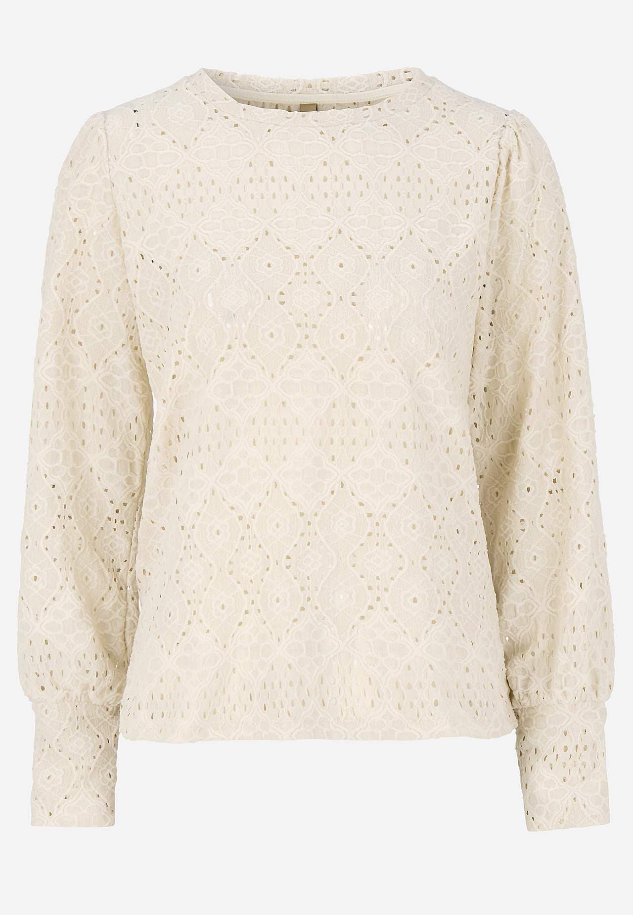 Jerseytopp med hullbroderi