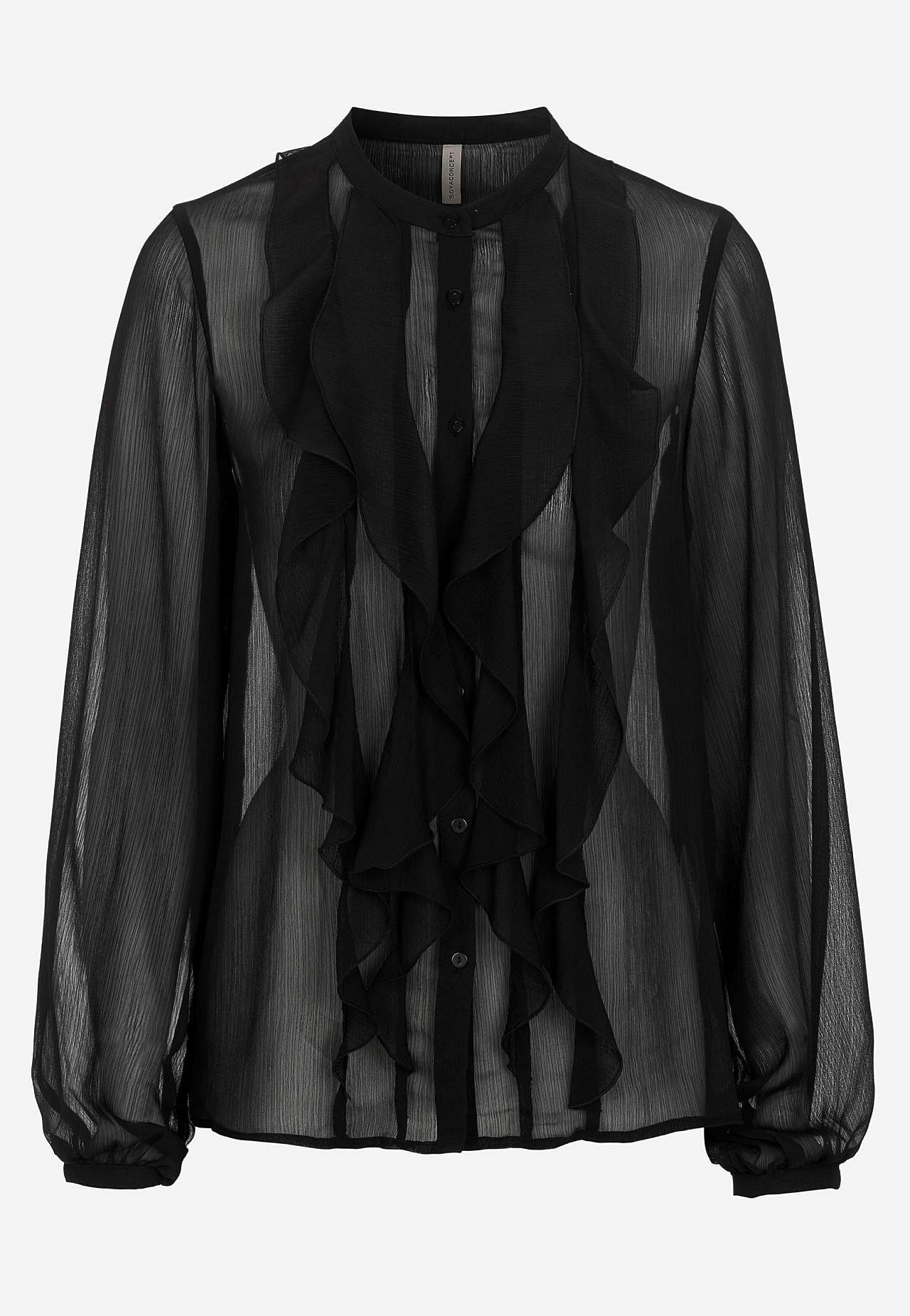 Chiffonbluse med volanger