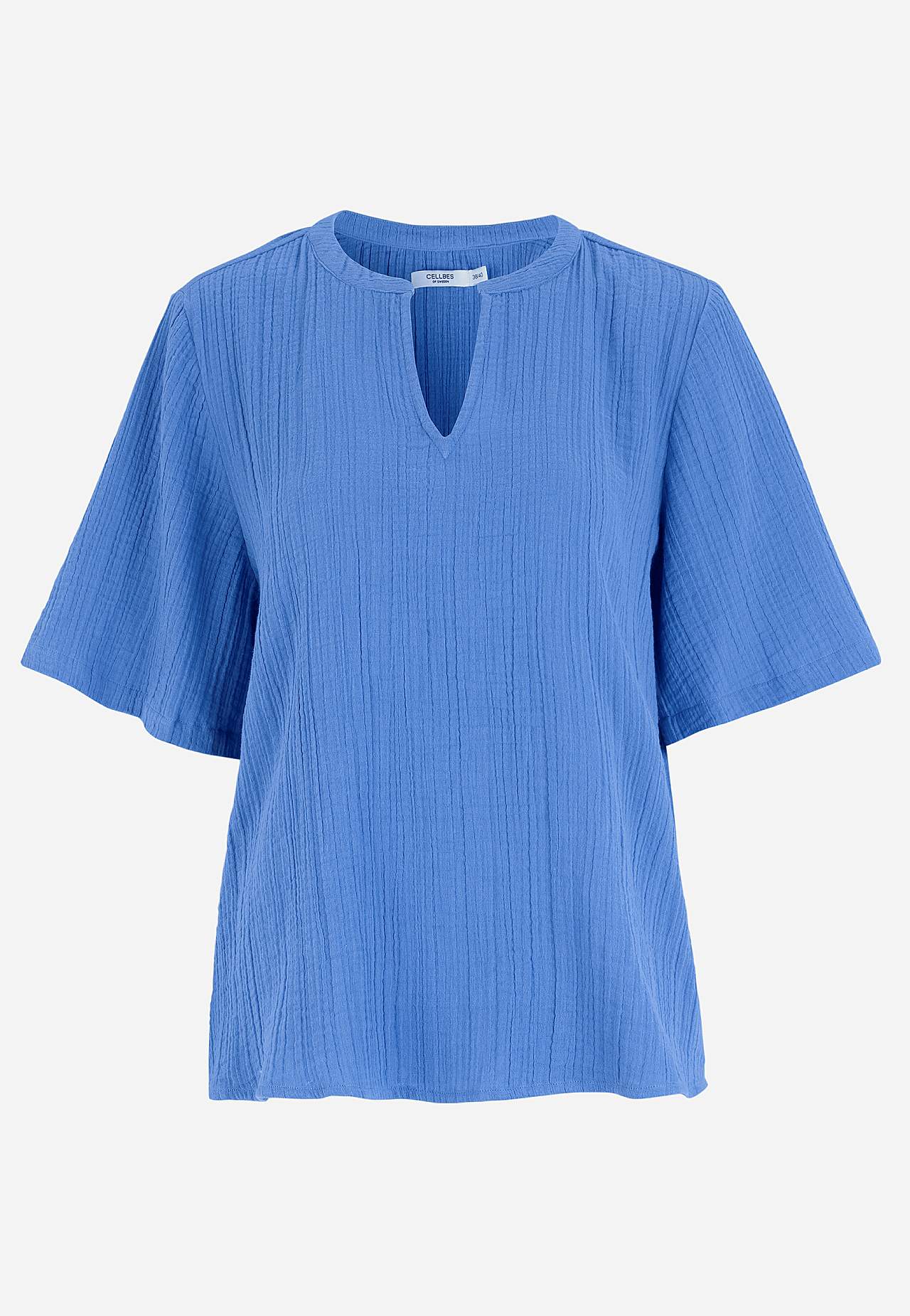 Bluse i rynket bomull