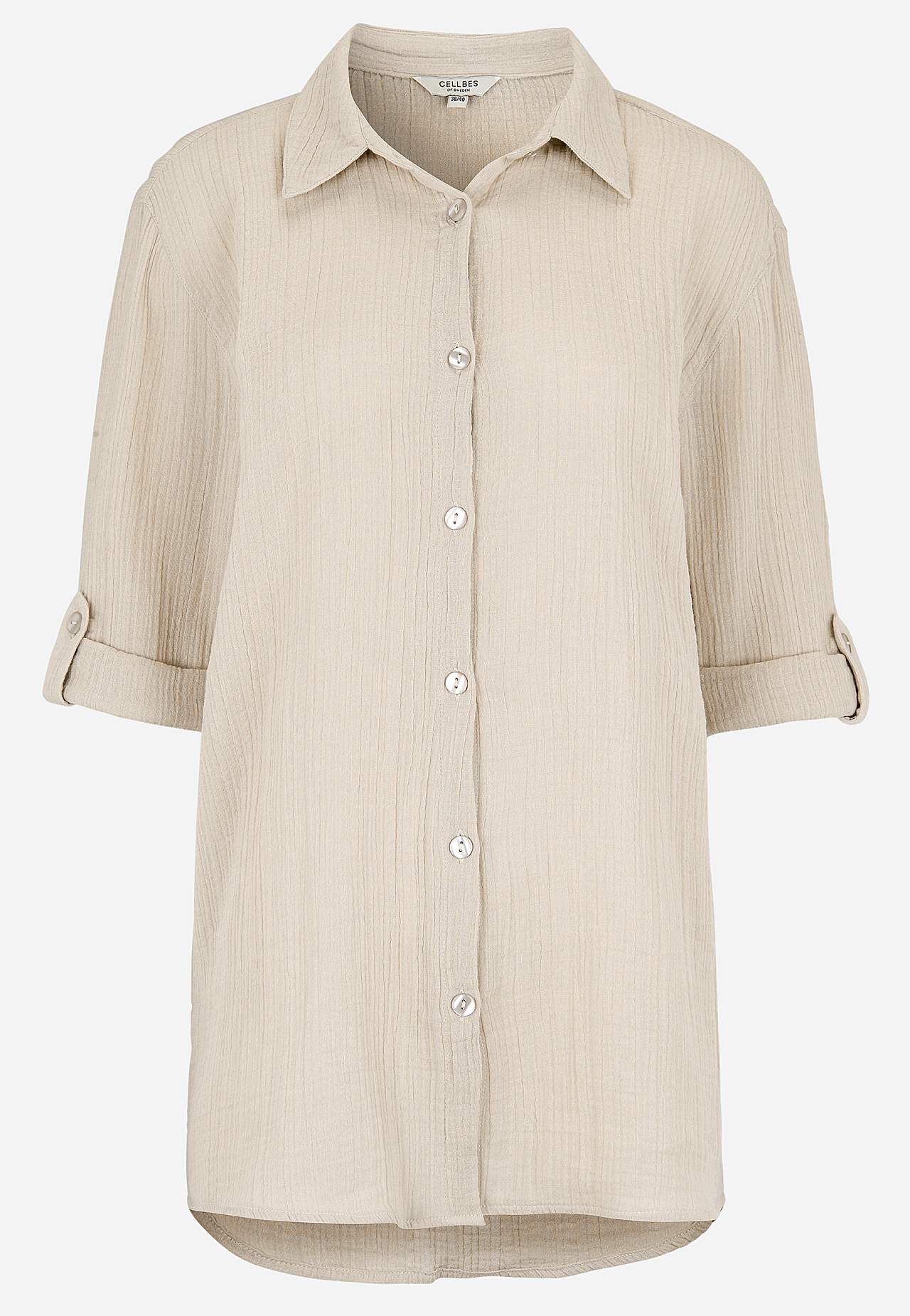 Lang skjorte i rynket bomull