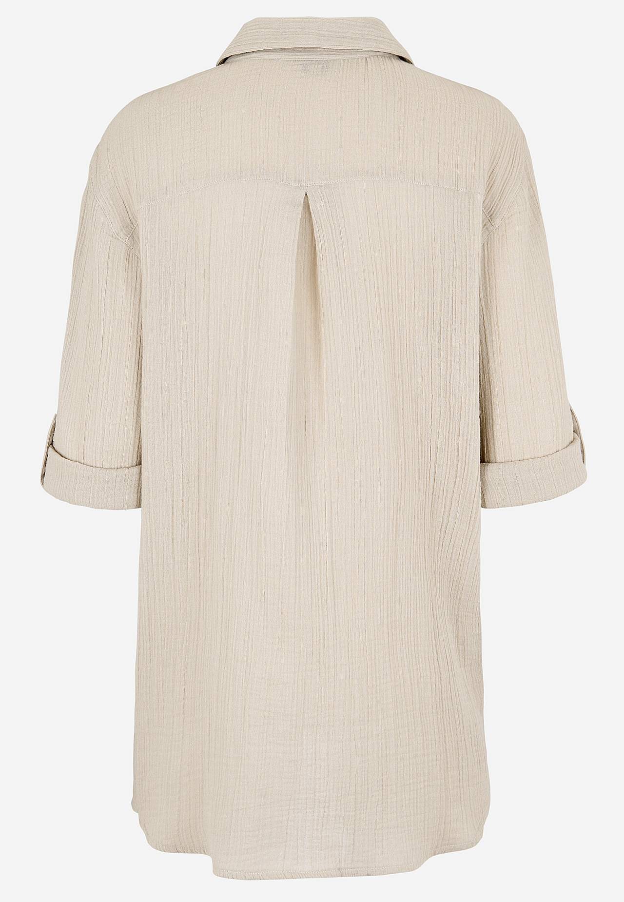 Lang skjorte i rynket bomull