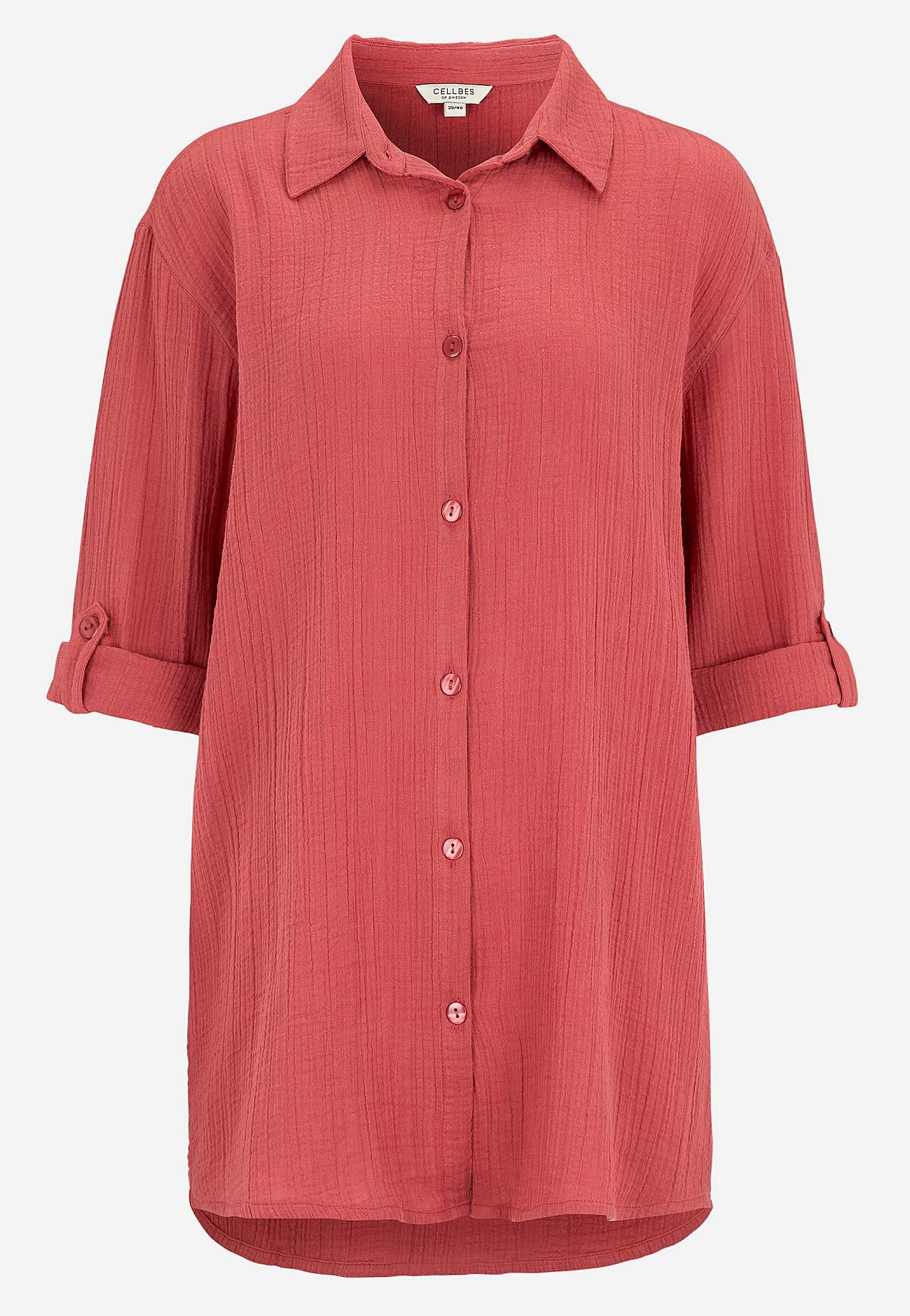 Lang skjorte i rynket bomull