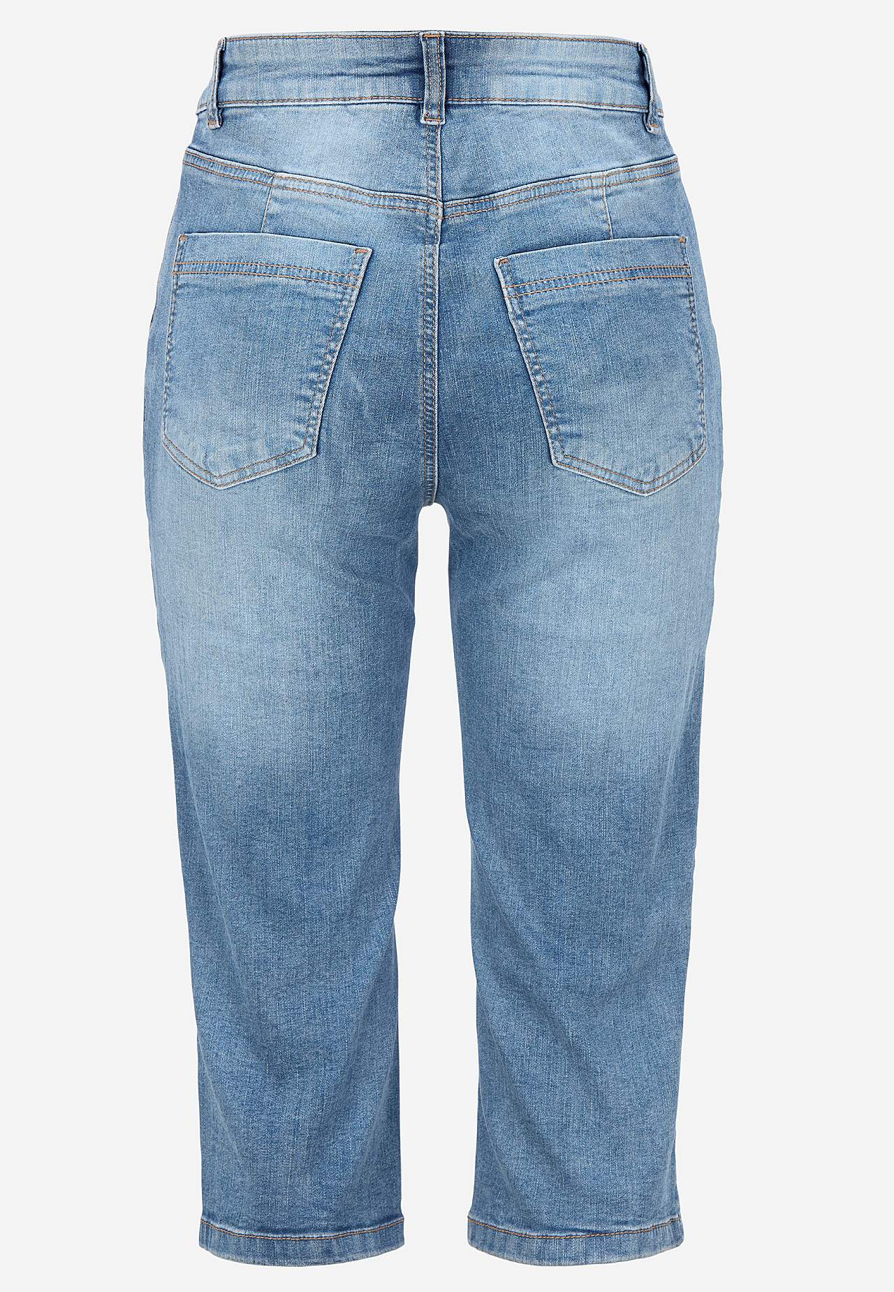 Stretchy caprijeans med sydd press