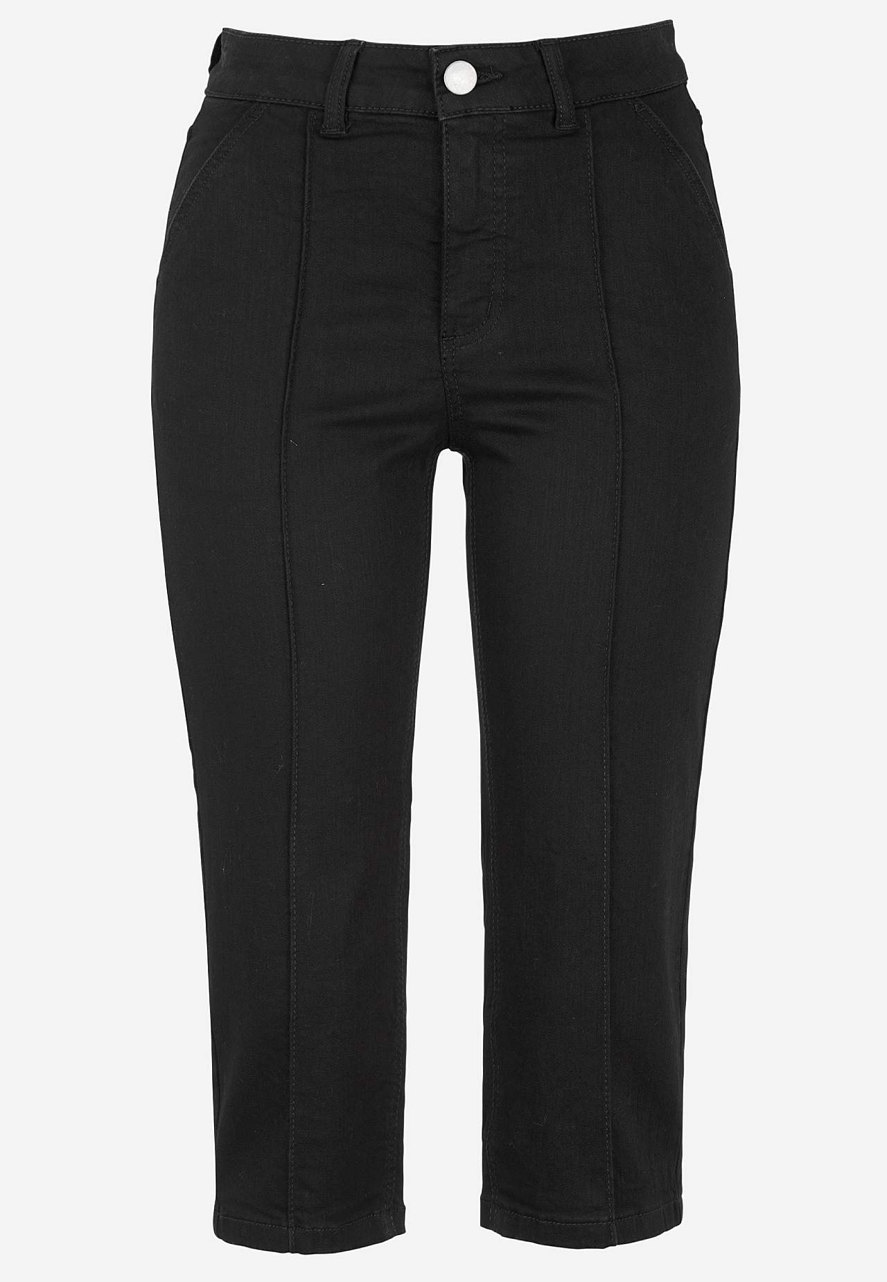 Stretchy caprijeans med sydd press