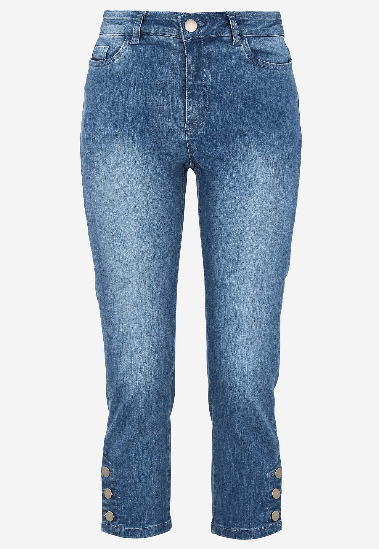 Caprijeans med design med fem lommer