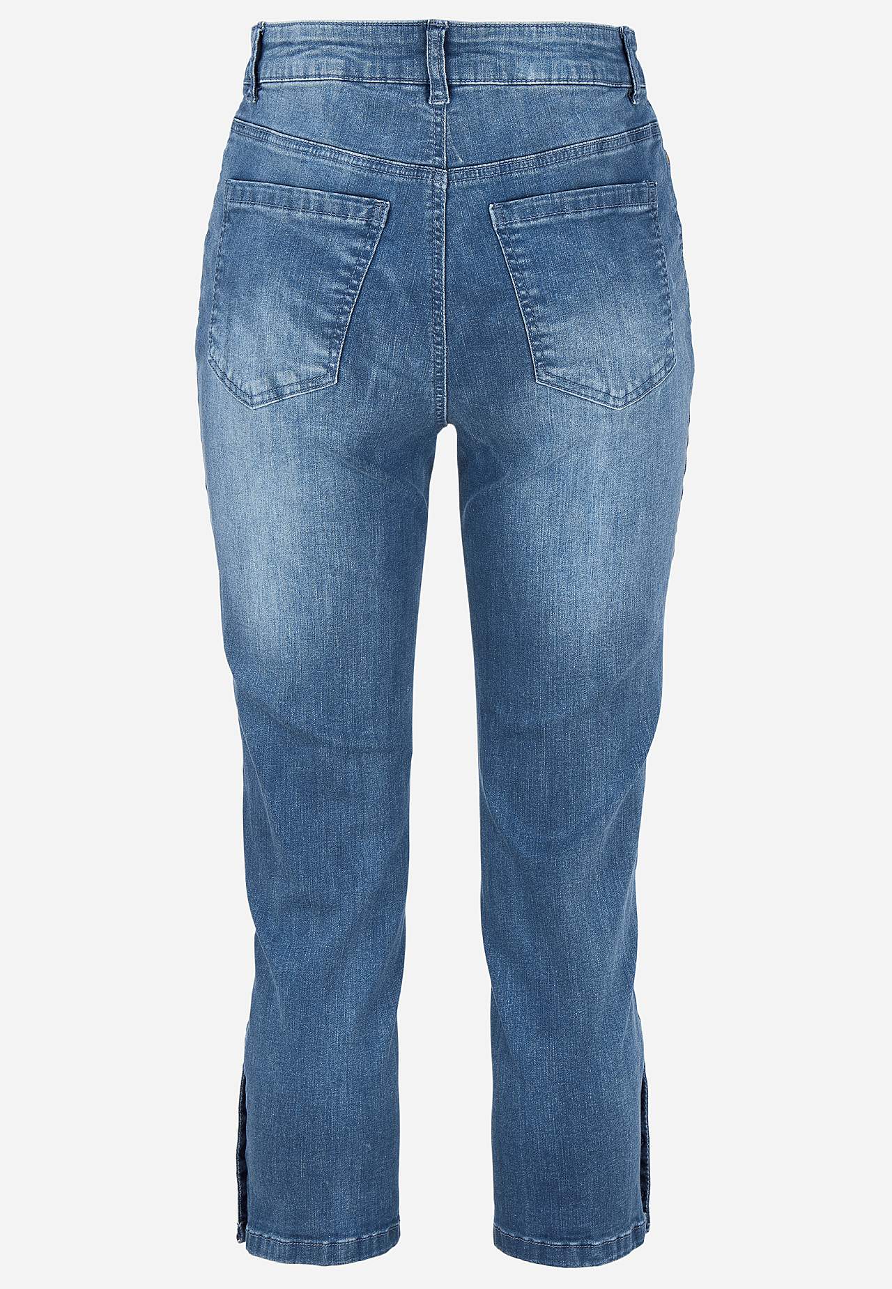 Caprijeans med design med fem lommer