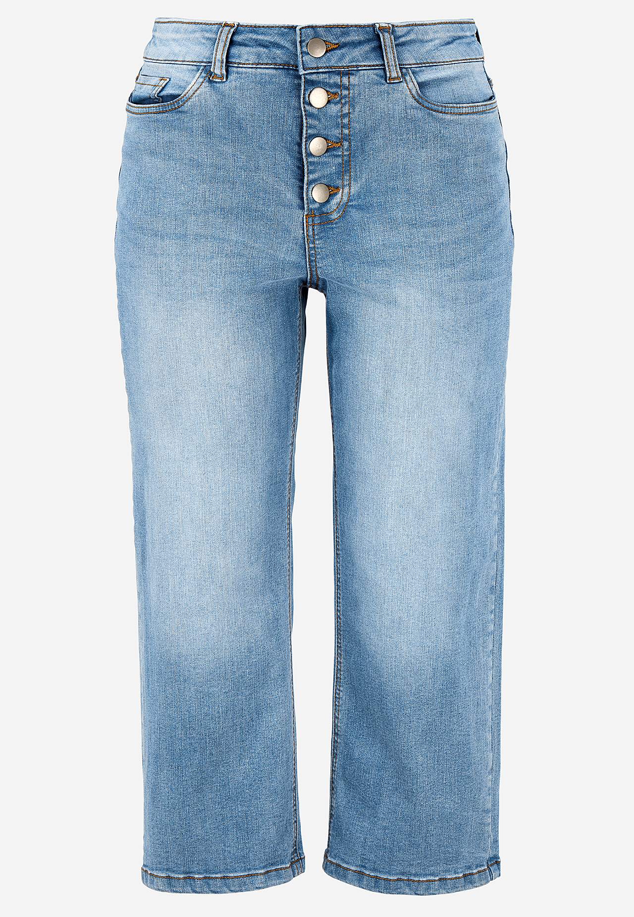 Caprijeans med knapplukking