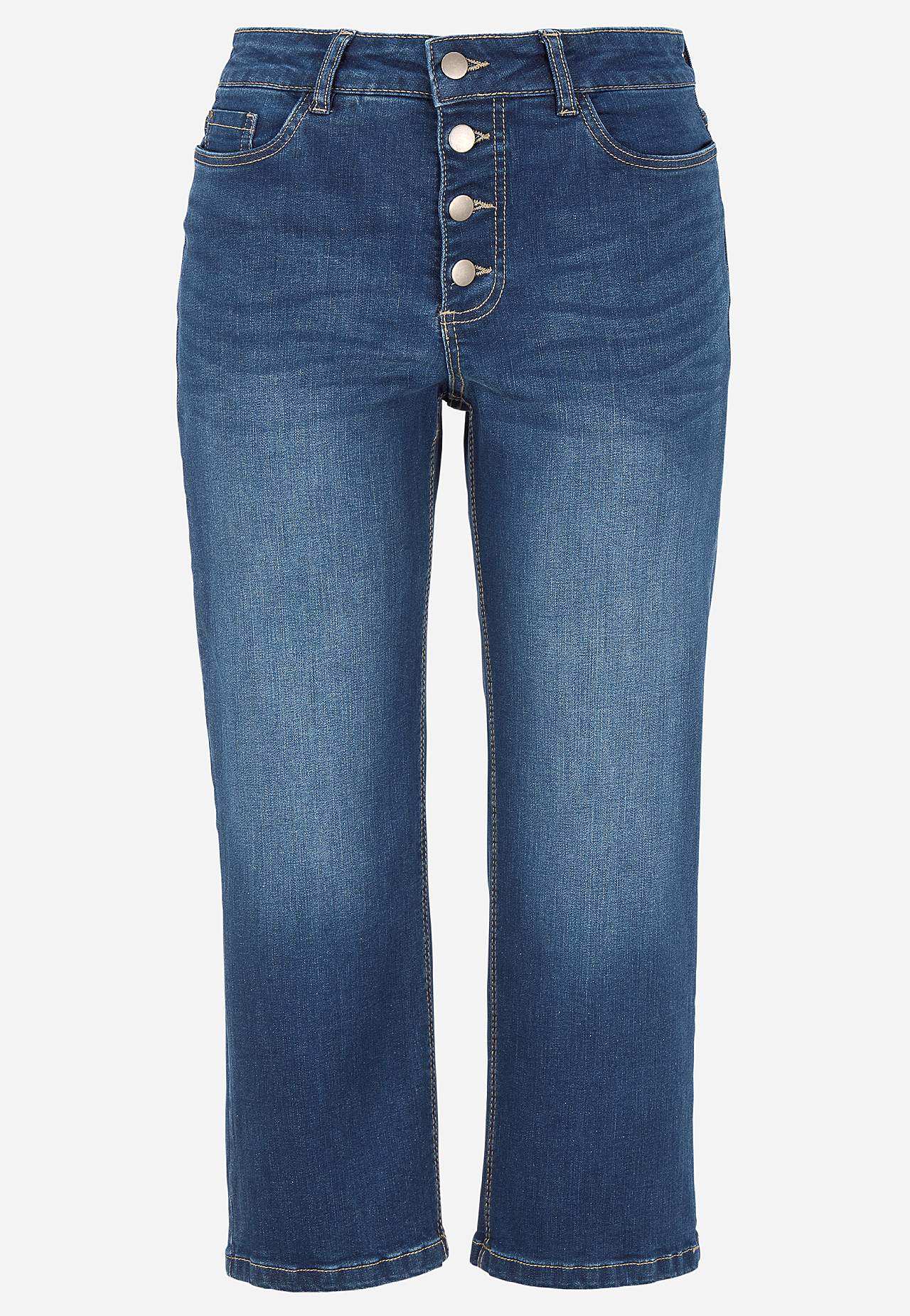 Caprijeans med knapplukking
