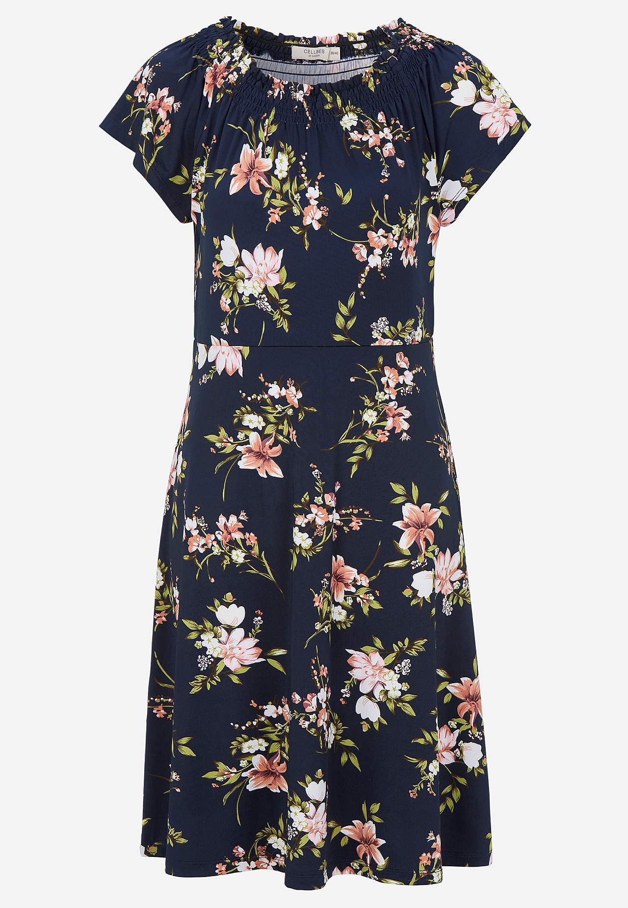 Jersey-kjole med et blomstermønster