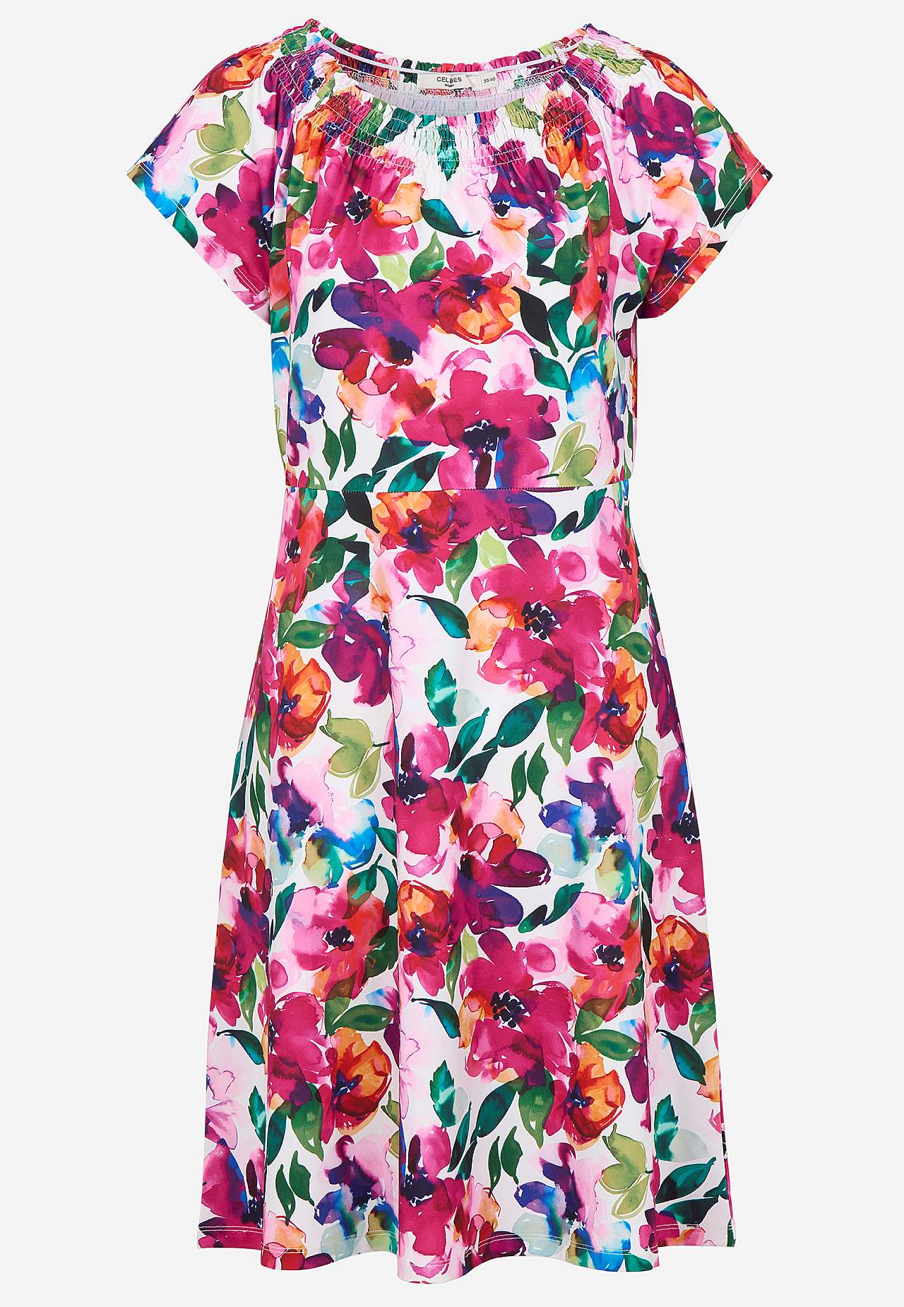 Jersey-kjole med et blomstermønster