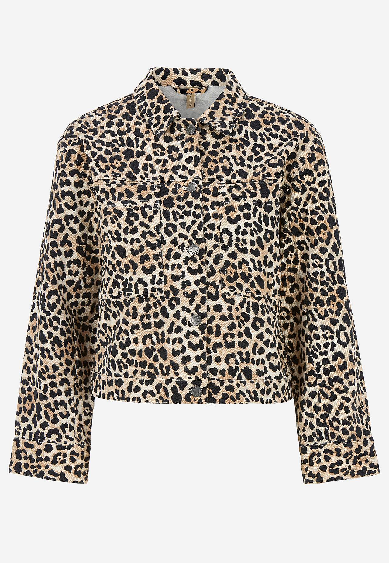 Leopardmønstret denimjakke
