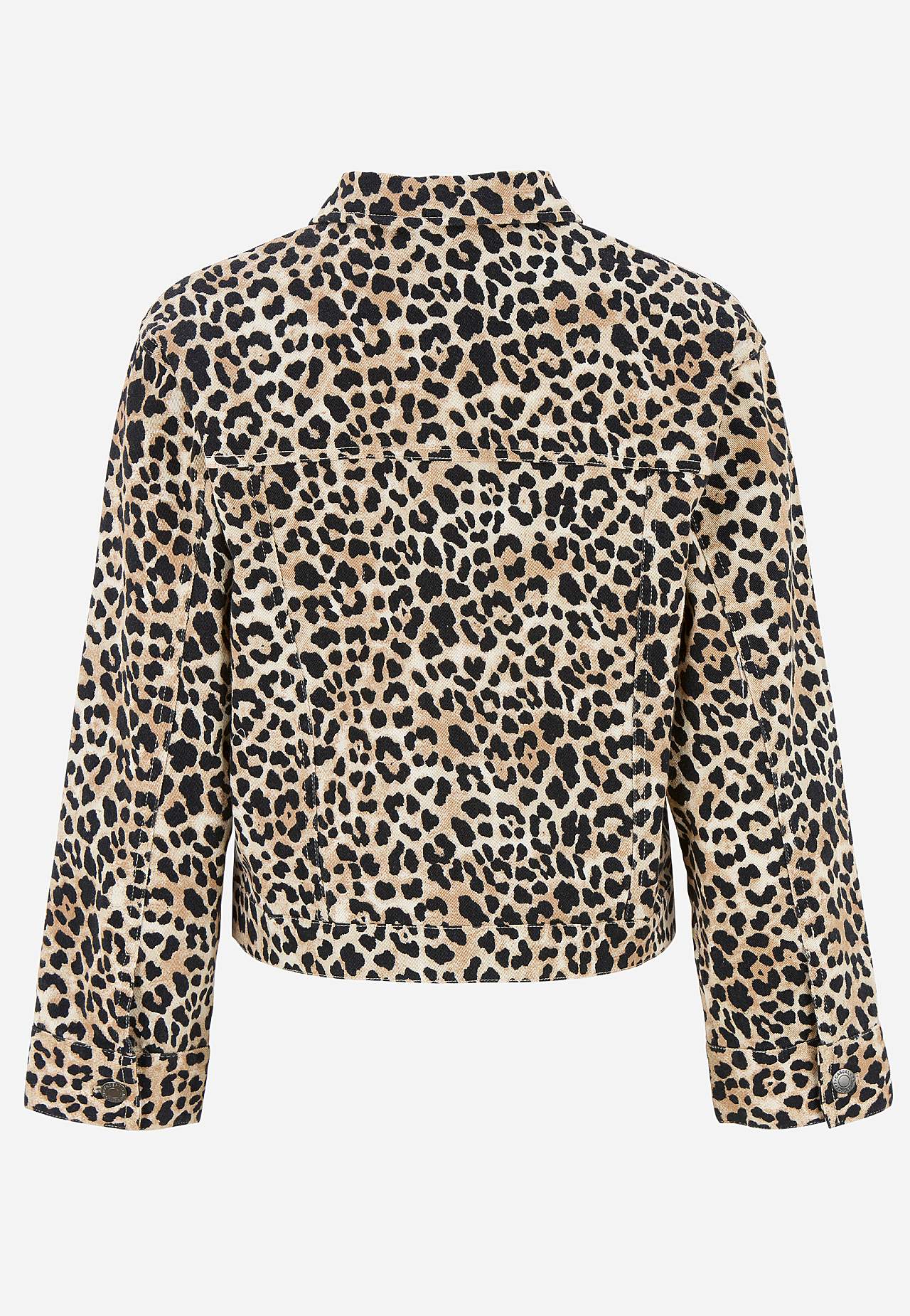 Leopardmønstret denimjakke