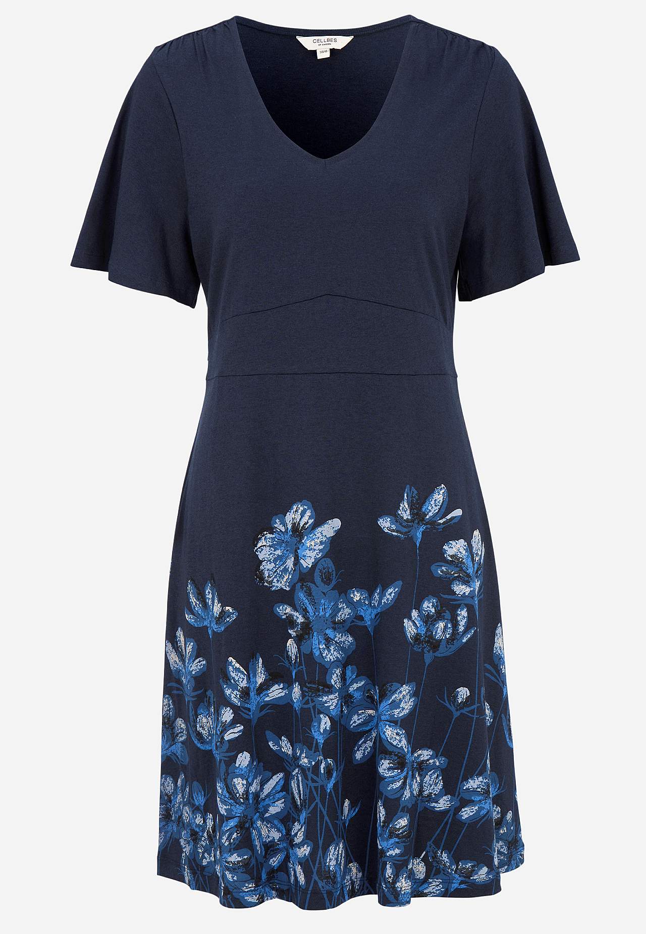 Jersey-kjole med blomster mønster