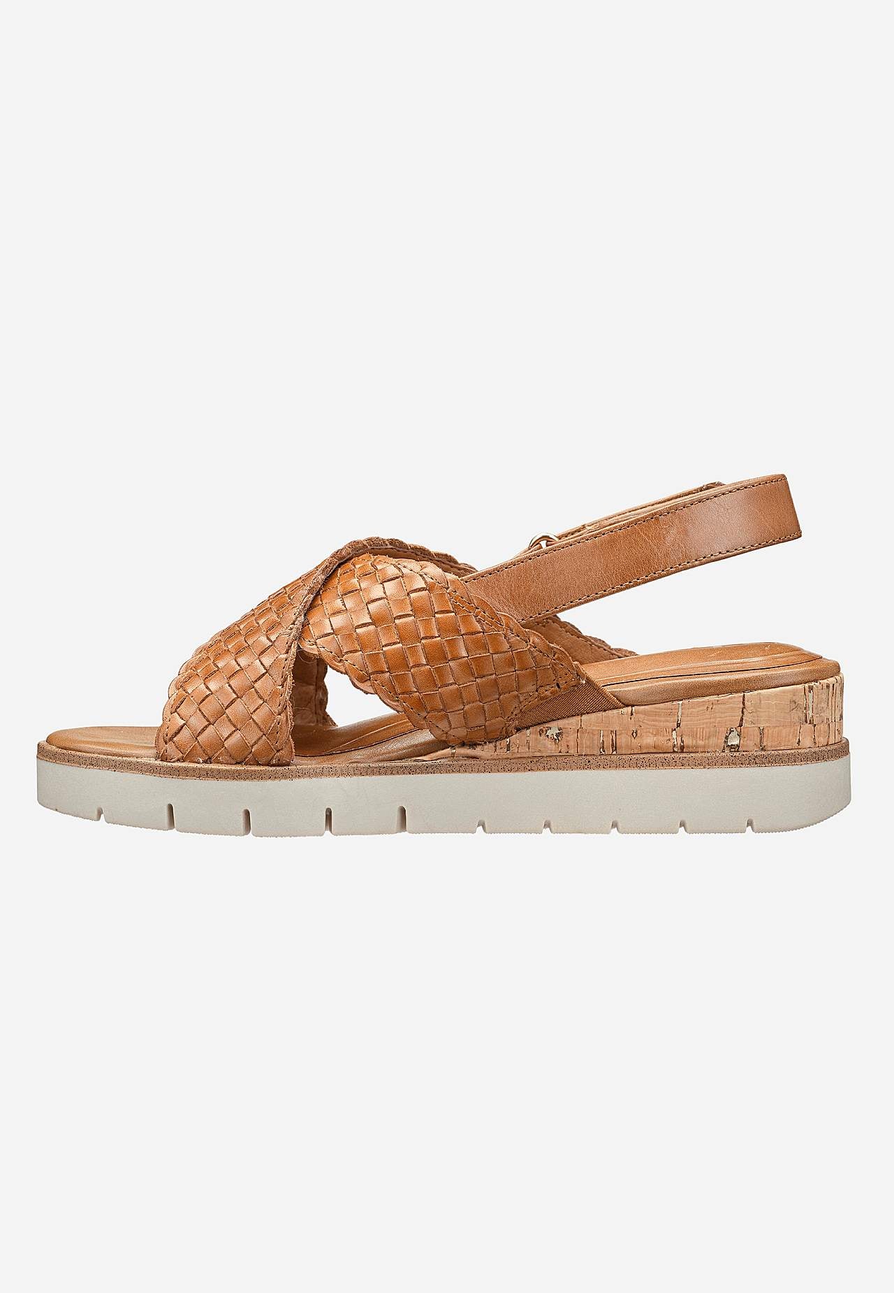 Skinnsandal med kilehæl