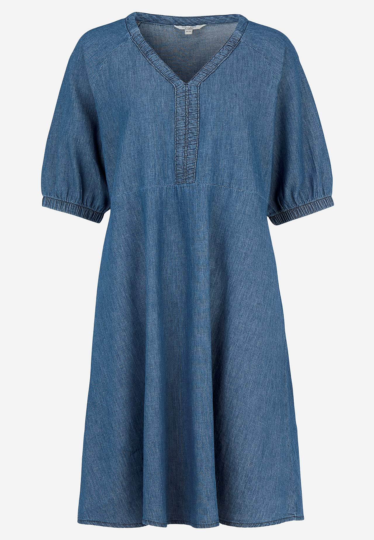 Kort denimkjole med puffermer