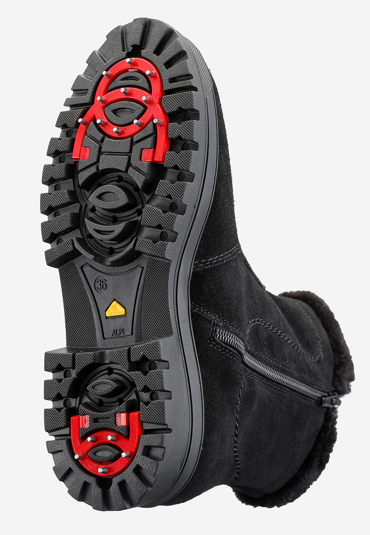 Semsket støvel med uttrekkbare brodder