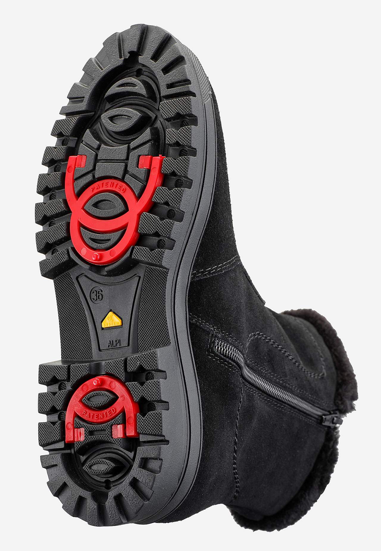 Semsket støvel med uttrekkbare brodder