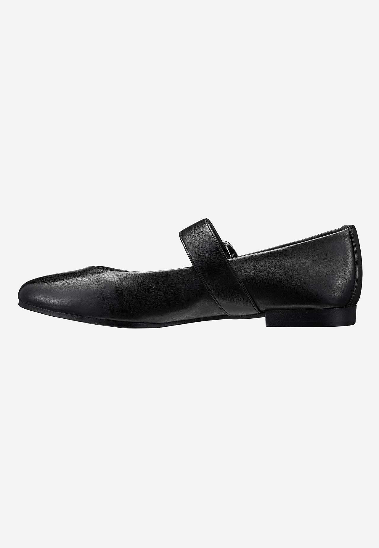 Ballerinasko i skinn med stropp