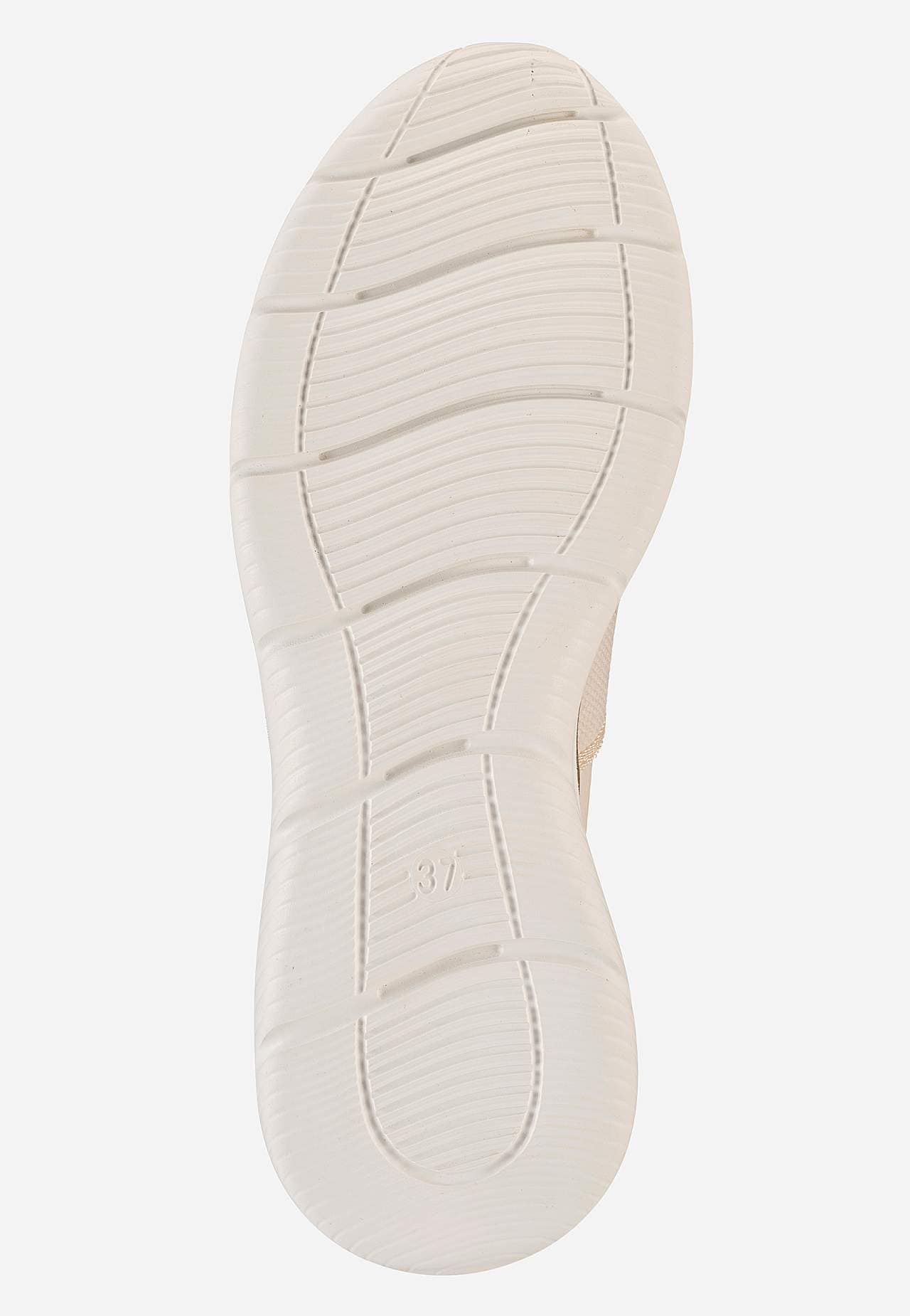 Sko i tekstil med elastisk stropp