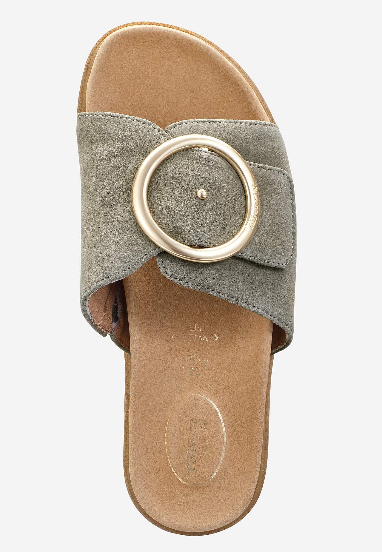 Skinnsandal i semsket skinn