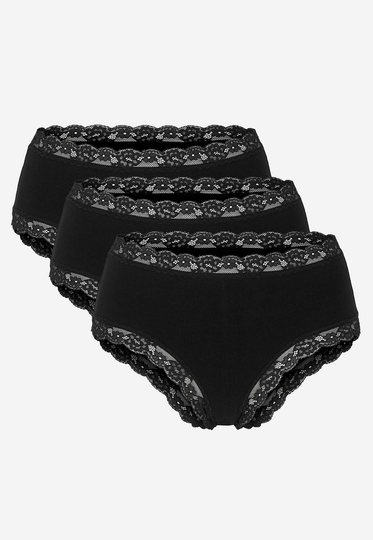 Dametruser med blonder og brasiliansk snitt 3-pack