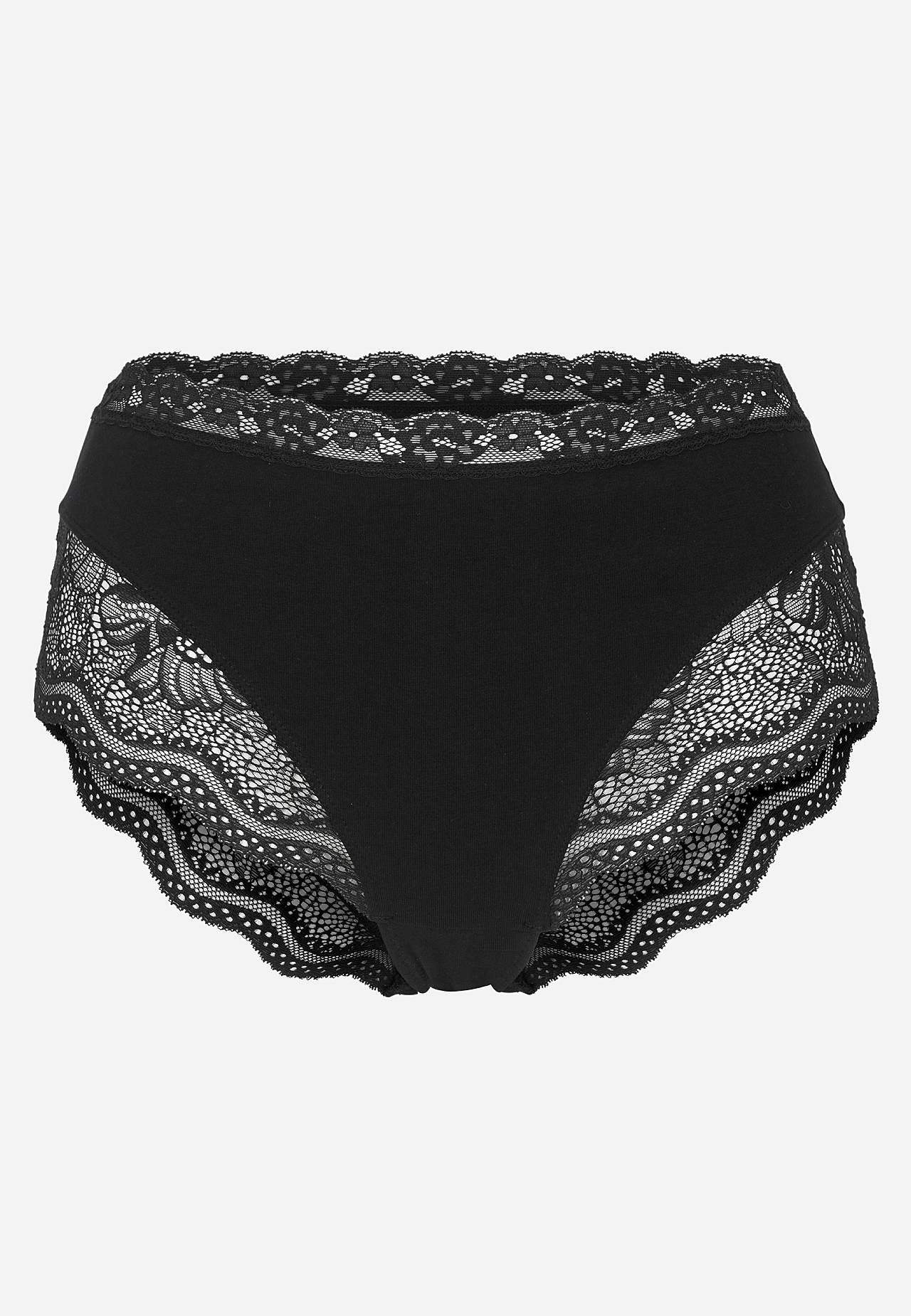 Dametruser i bomull med blondekant 3-pack
