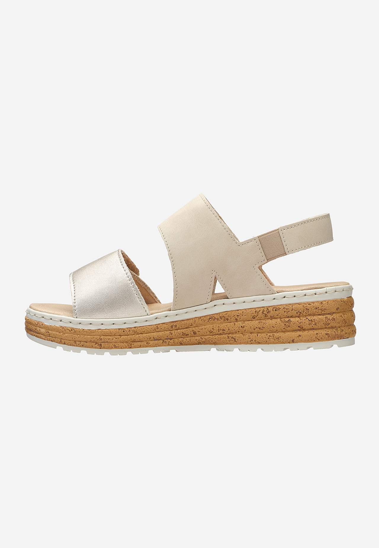 Skinnsandal med kilehæl