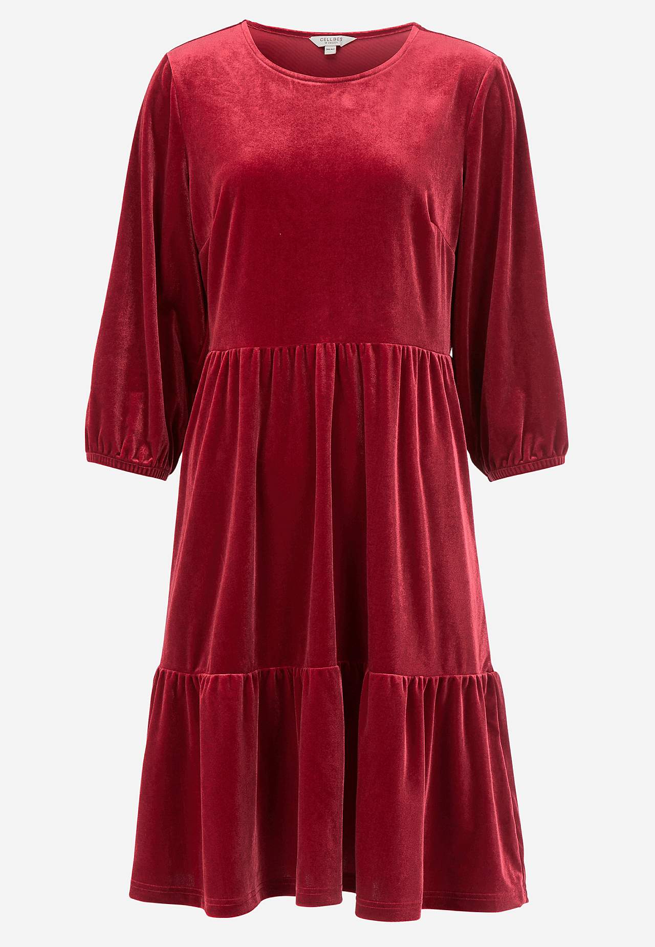 Fløyelkjole med volanger