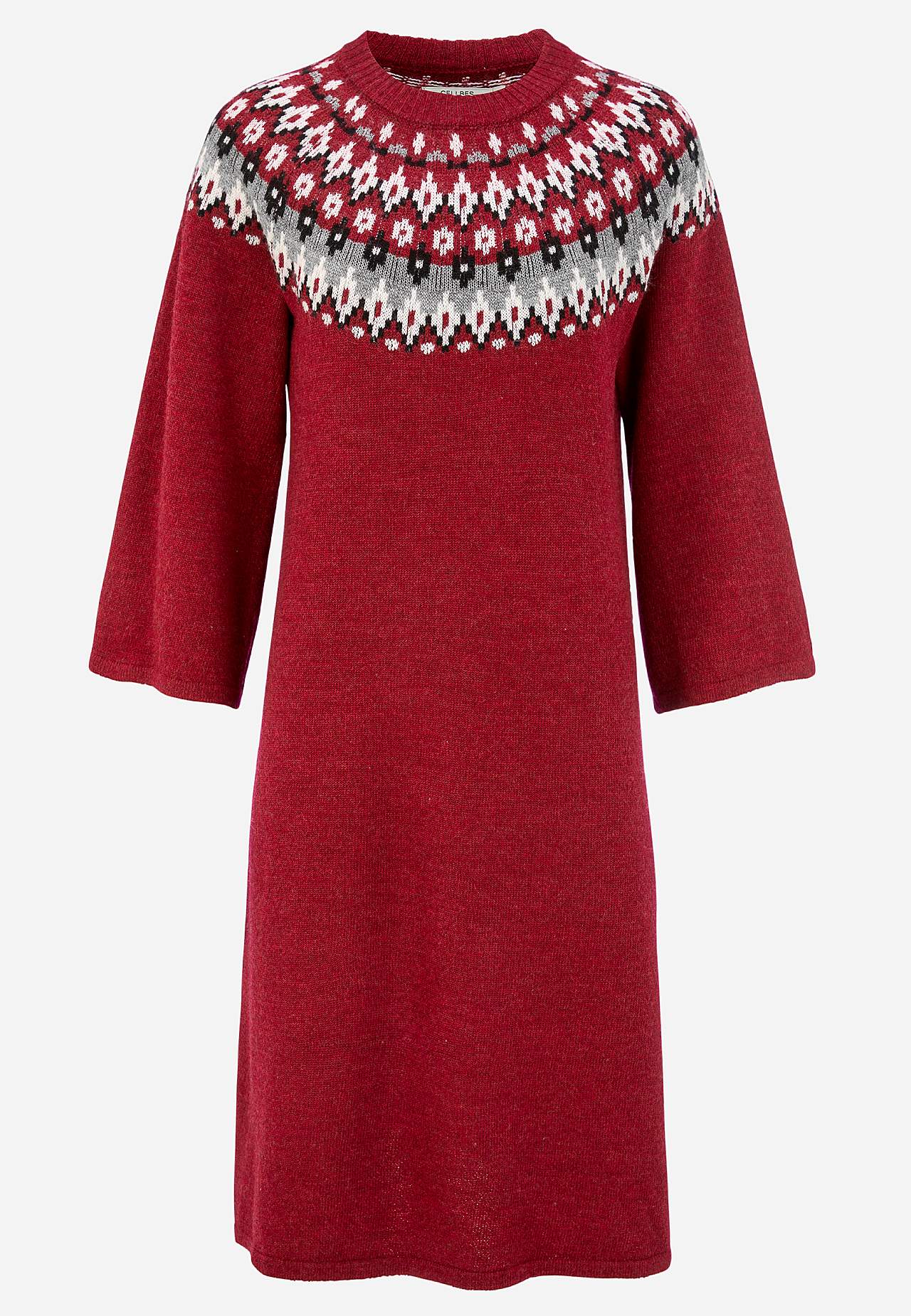 Strikket, jacquard-mønster kjole