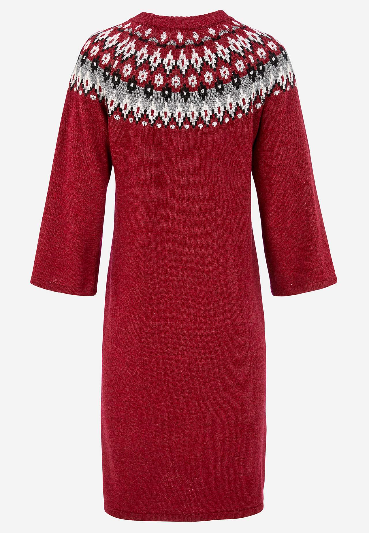 Strikket, jacquard-mønster kjole