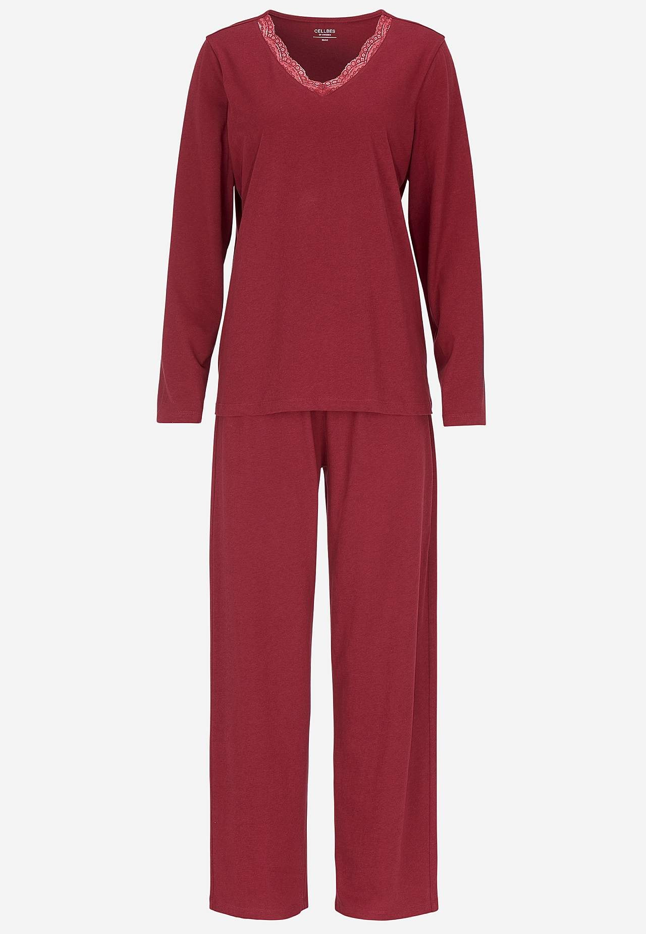 Todelt pyjamas med blondekant
