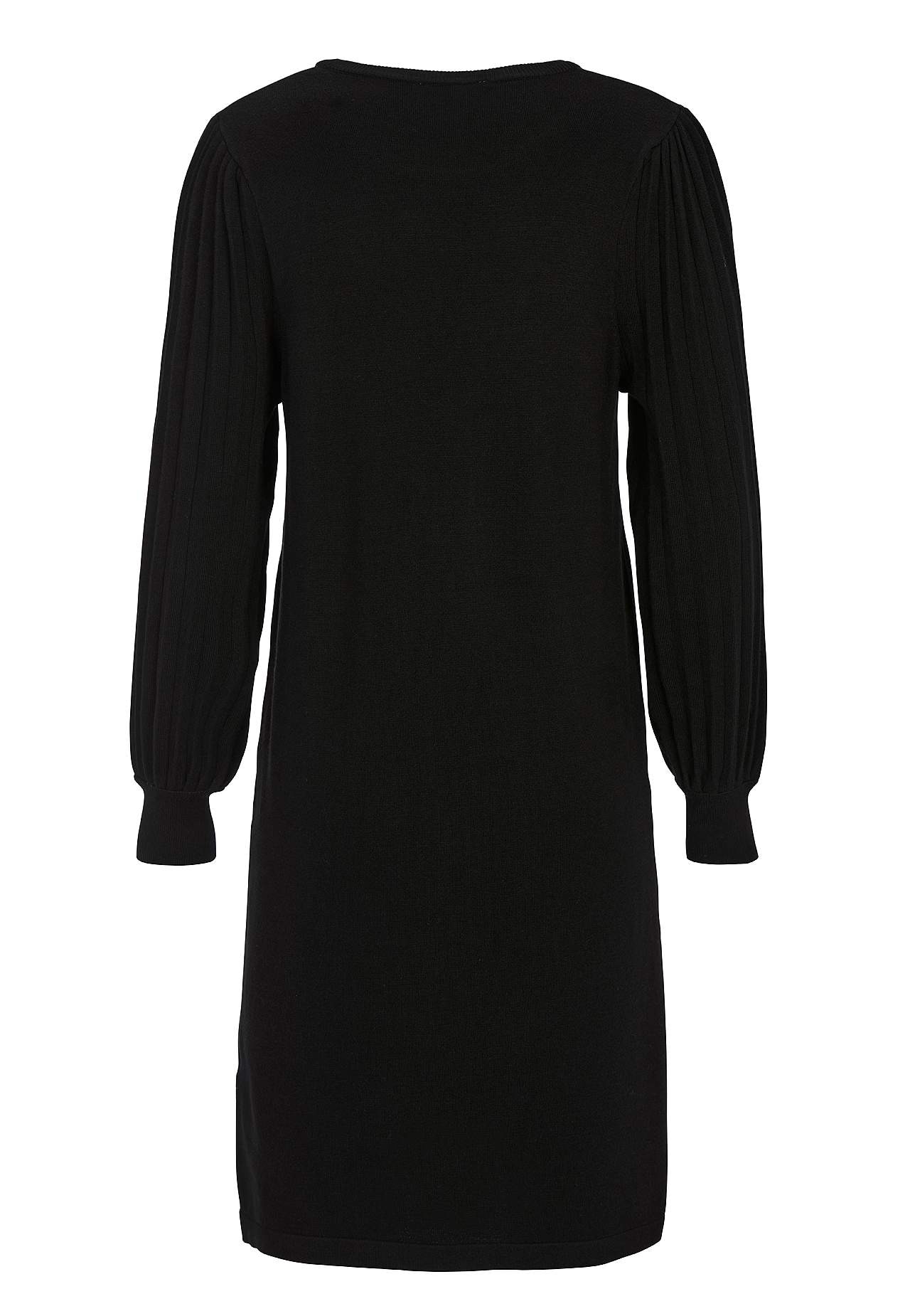 Finstrikket kjole med plisserte ermer