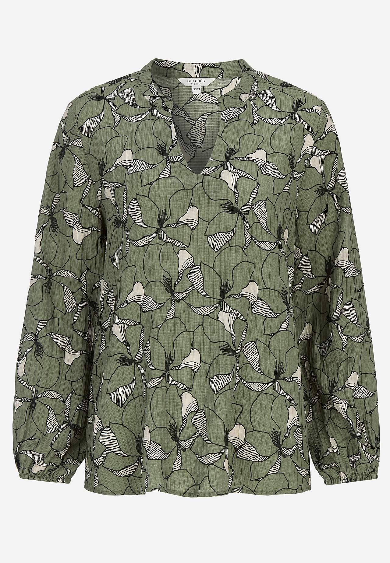 Bluse med et blomstermønster og struktur