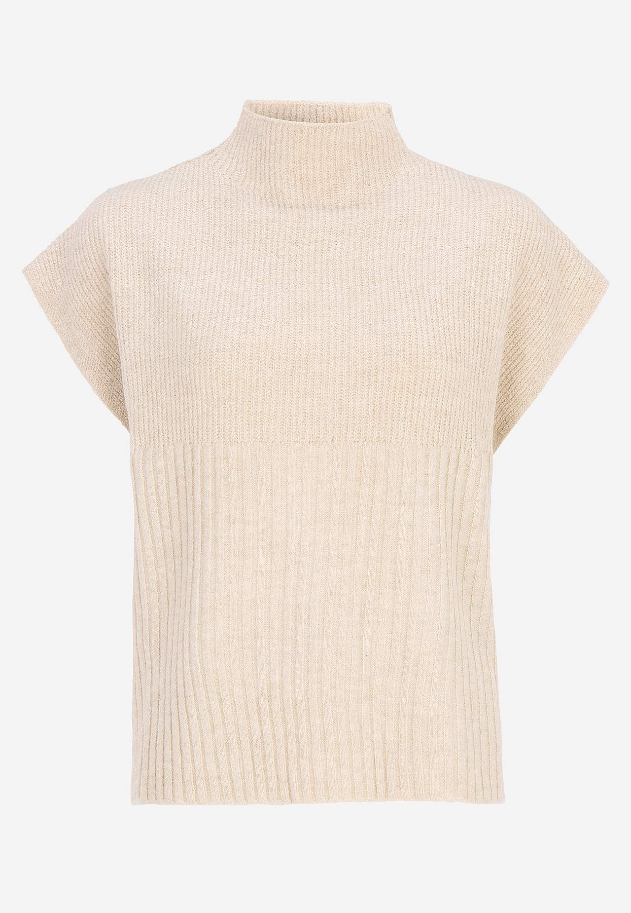 Strikket vest med halv høy hals