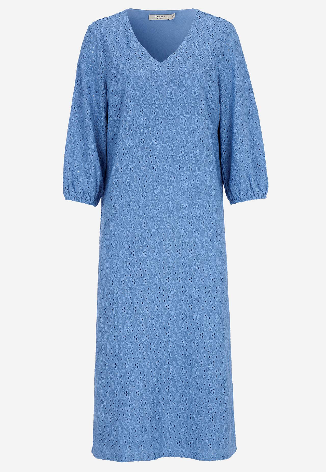 Jersey-kjole med brodert hullmønster