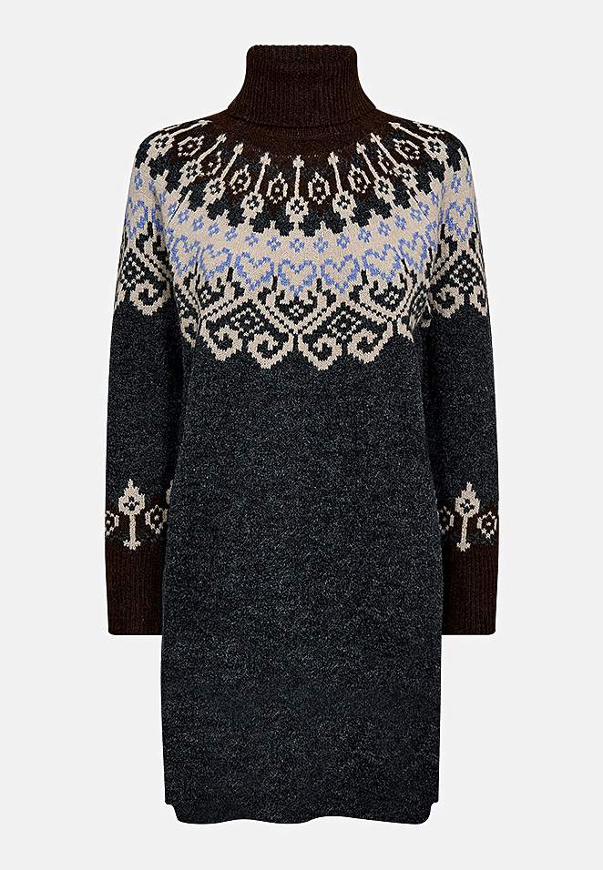 Strikket kjole med jacquardmønster