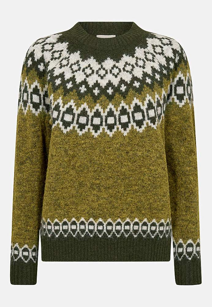 Strikkegenser med jacquardmønster