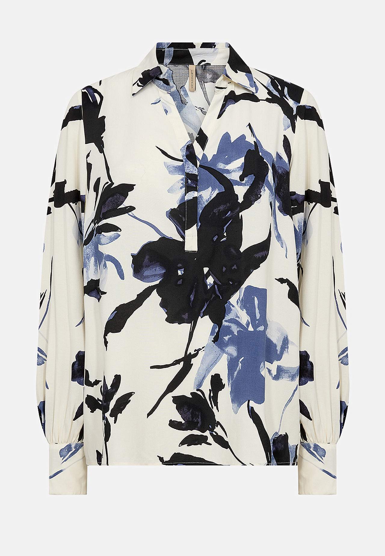 Vevet bluse med trykket blomster mønster