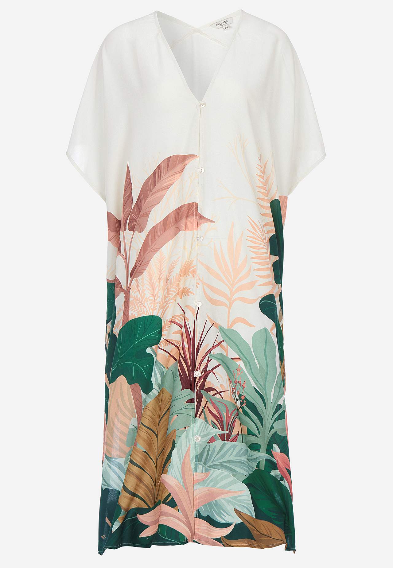 Mønstret strandkaftan med knapper