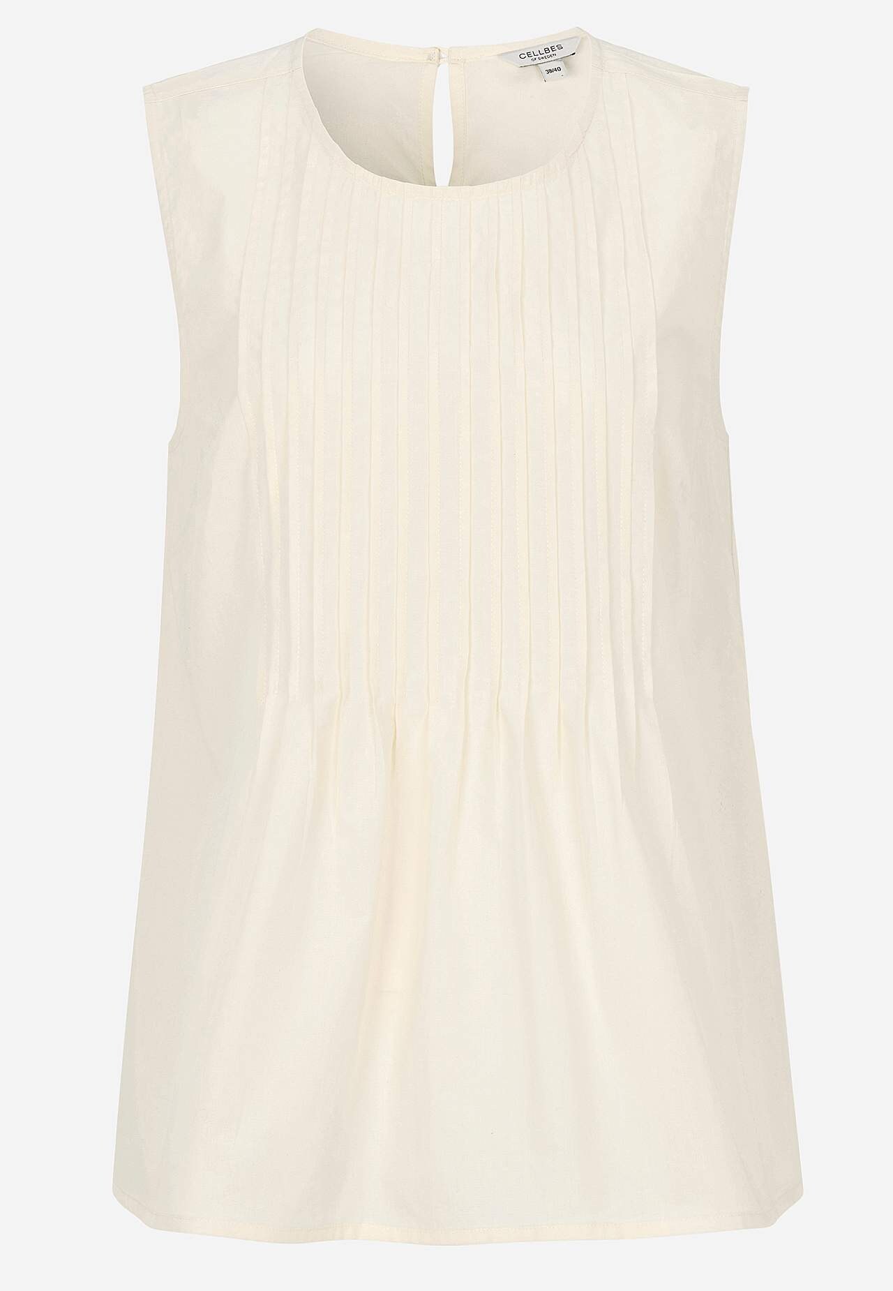 Ermløs bluse i bomullspoplin