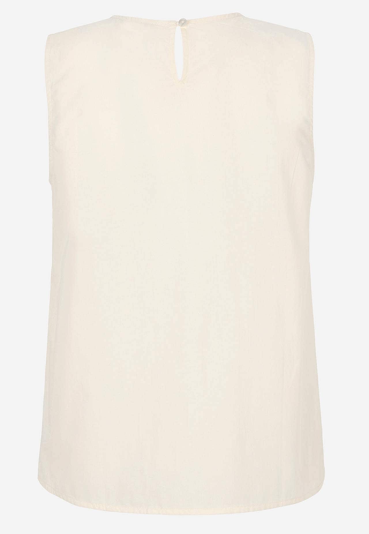 Ermløs bluse i bomullspoplin