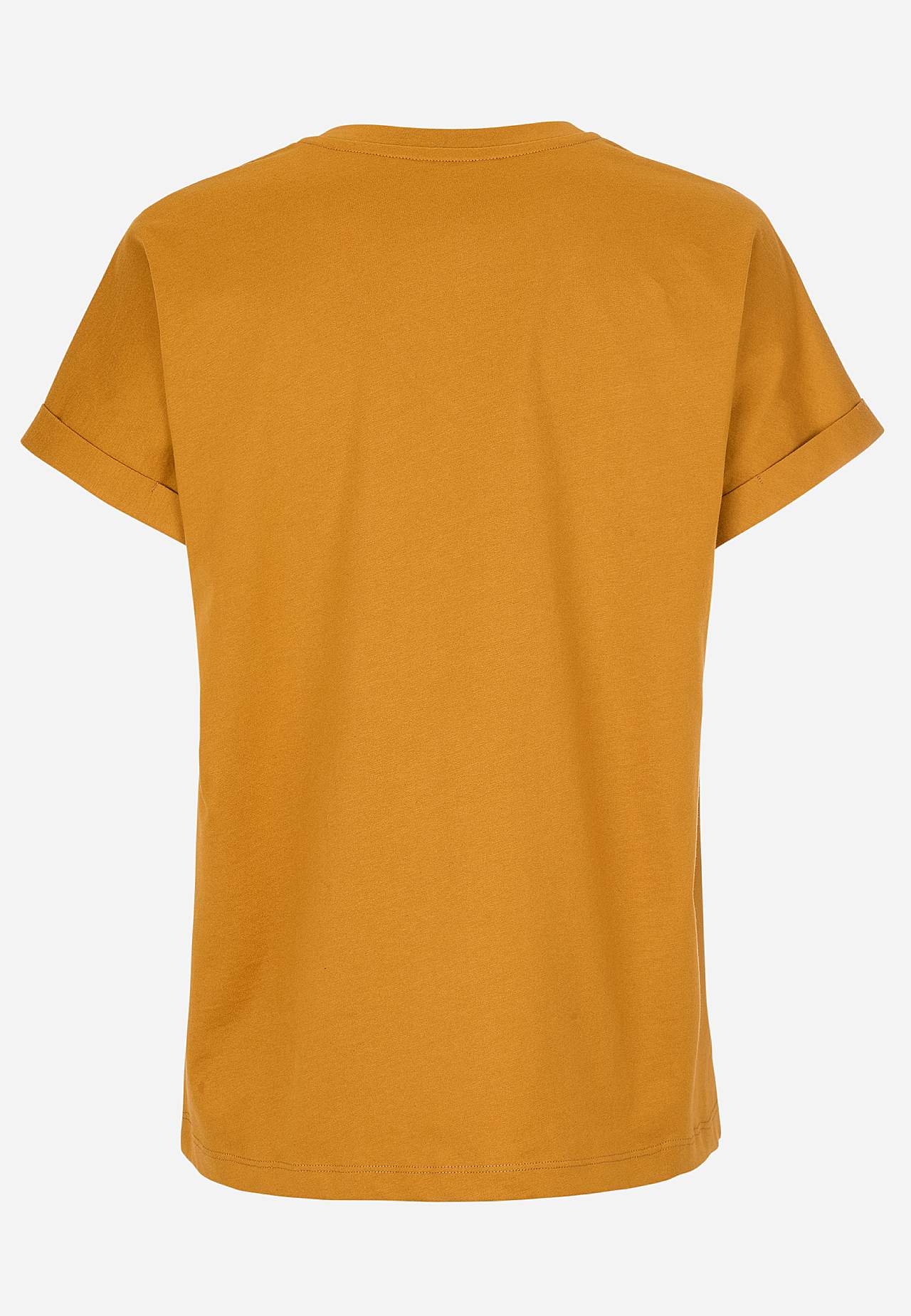 Jerseytopp med korte, oppbrettede ermer
