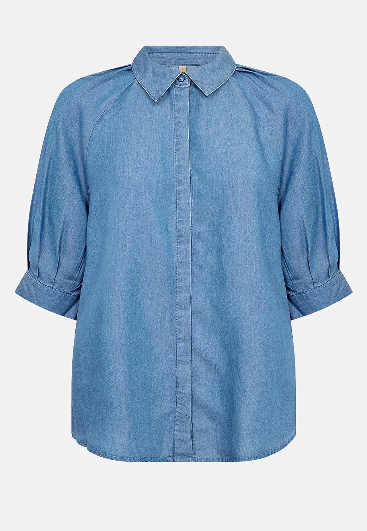 Kortermet denimbluse i lyocell